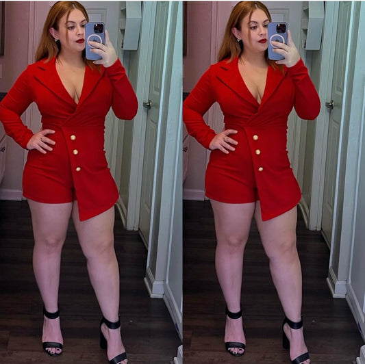 Valentina Blazer Romper (Red)