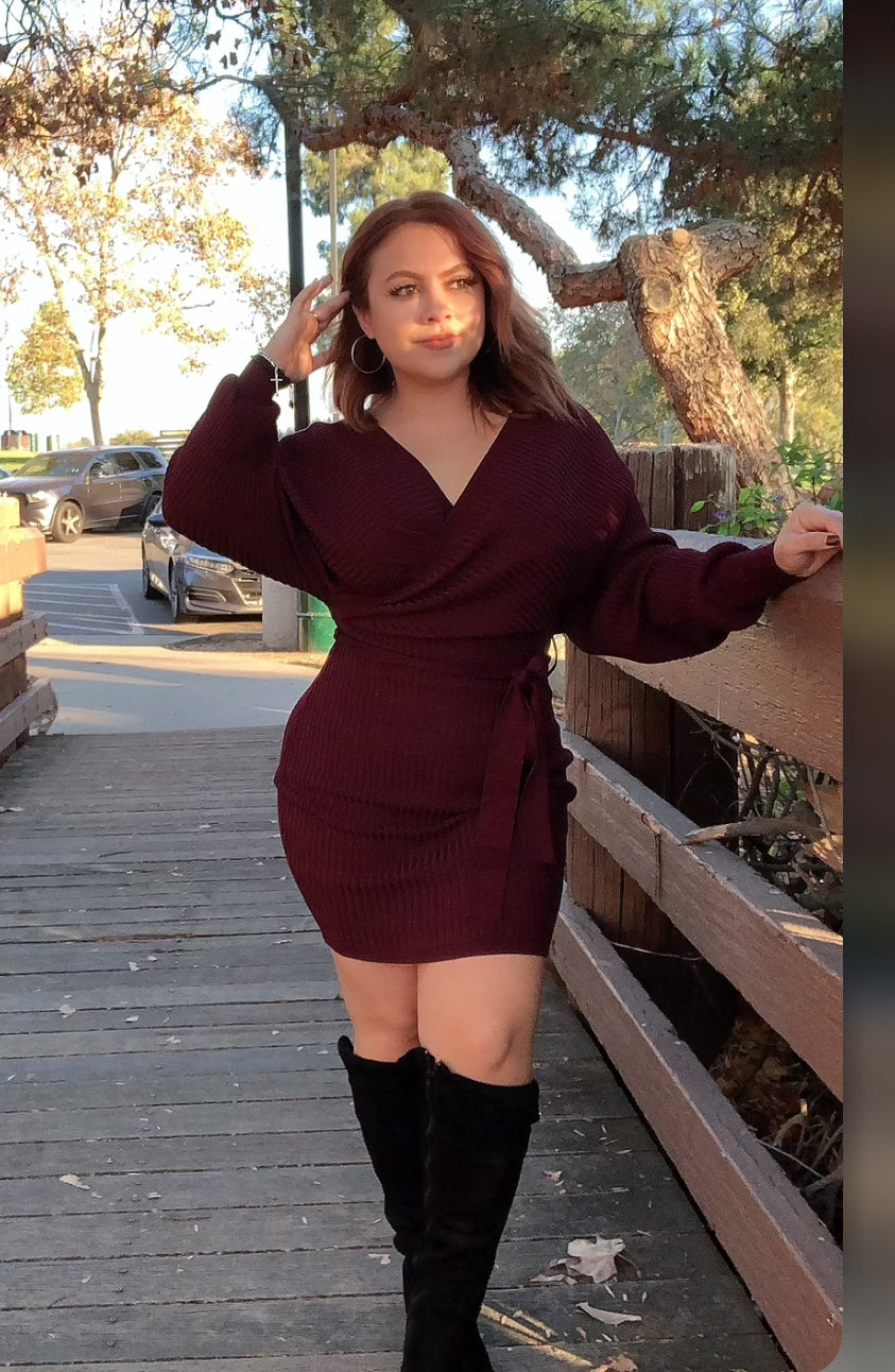 Jocelyn sweater Dress (Burgundy)